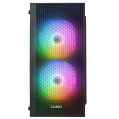 EVEREST MINION MESH 300W 2x12CM RAİNBOW FAN MICRO ATX PENCERELİ 2xUSB2.0 SİYAH MINI TOWER KASA