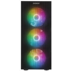 EVEREST FACED V5 MESH 600W 4x12CM RGB FAN ATX TEMPERED GLASS 2xUSB2.0/1xUSB3.0 SİYAH MID TOWER GAMİNG KASA