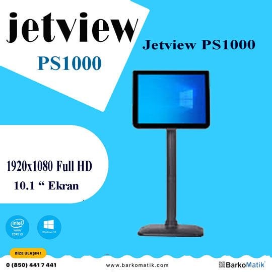 MNT-JETVIEW 10.1'' AYAKLI MÜŞTERİ EKRANI VGA 2. EKRAN