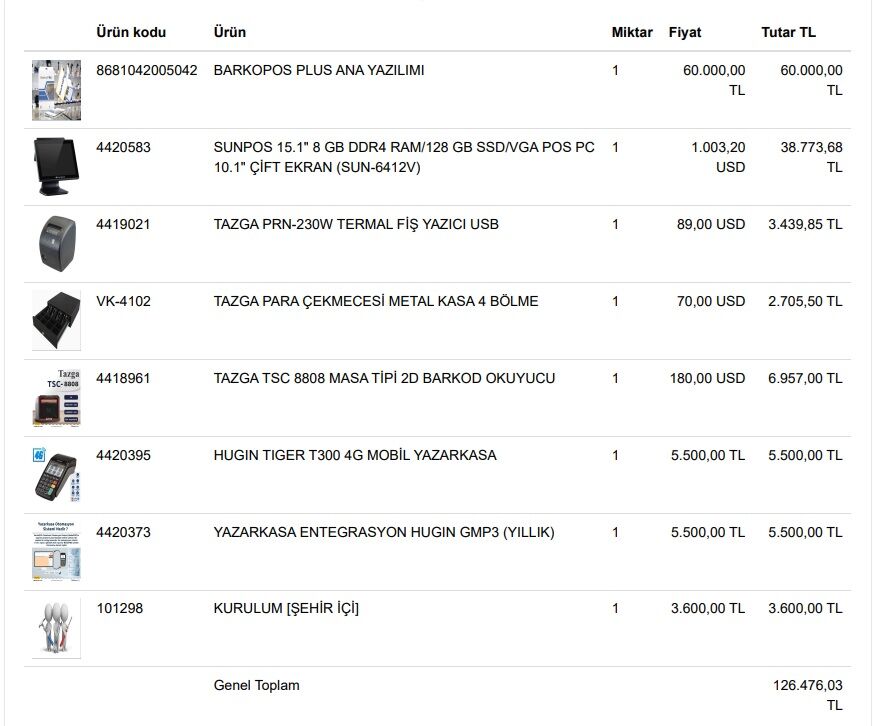 PLUS PAKET BİLGİSAYAR, YAZARKASA,YAZICI, OKUYUCU, ÇEKMECE 15''