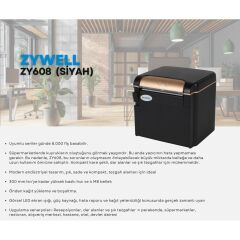 ZYWELL ZY608 THERMAL / OTOMATİK KESİCİLİ USB+SERİ+ETHERNET SLİP / FİŞ YAZICI 300MM/s / 80MM SİYAH