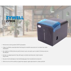 ZYWELL ZY905 THERMAL / OTOMATİK KESİCİLİ USB+ETHERNET SLİP / FİŞ YAZICI 230MM/s / 80MM SİYAH
