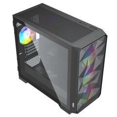 DRAGOS DİAMOND 600W 80+ 4x12CM ARGB FAN MICRO ATX TEMPERED GLASS USB3.0 SİYAH GAMING KASA