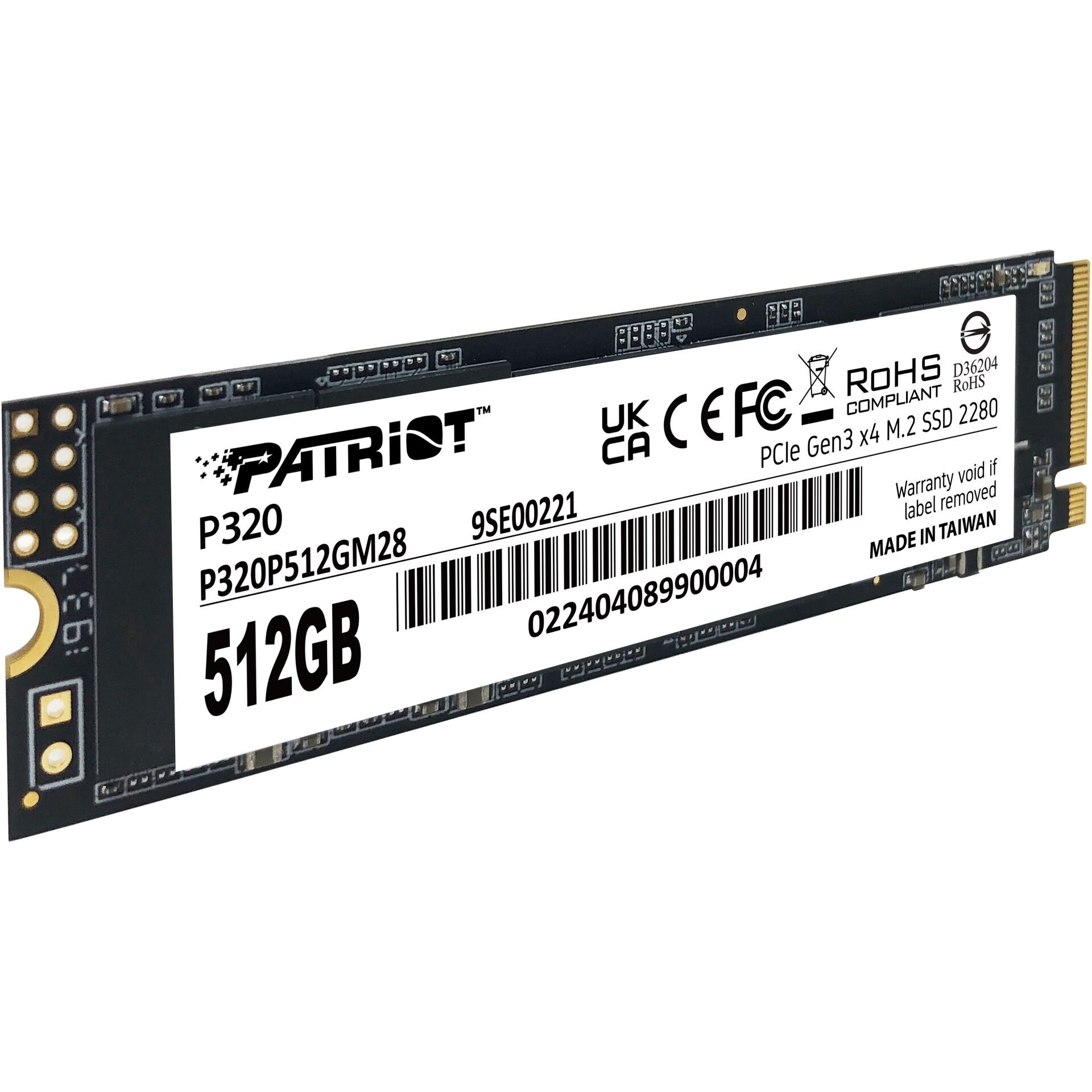 PATRIOT P320 512GB 3000/2200MB/s M2 PCIE GEN3 NVME SSD 4711378427615